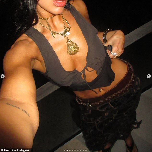 The Levitating hitmaker also showed off a night time going out look as she slipped into a busty black top and long sequin skirt
