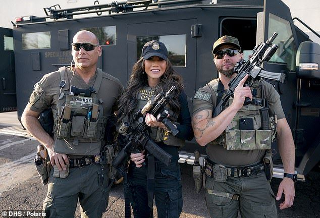 Homeland Security Secretary Noem pictured above with ICE officials in Phoenix, Arizona