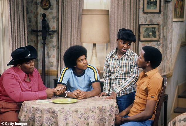 As Dee, the sister of Raj Thomas (Ernest Thomas) and daughter of Mabel (Mabel King), she was known for her signature phrase, 'Oooh I'm gonna tell mama!' - pictured withFred 'Rerun' Berry, Haywood Nelson and Ernest Thomas in 1979