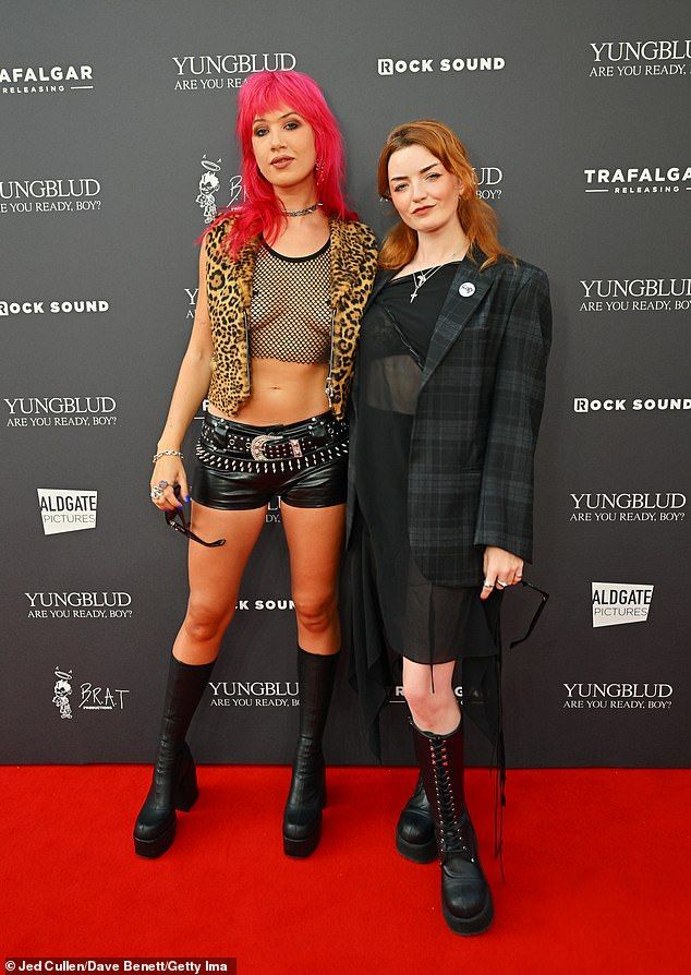 Amy Valentine and Hannah Louise were also in attendance, sporting chunky biker leather boots