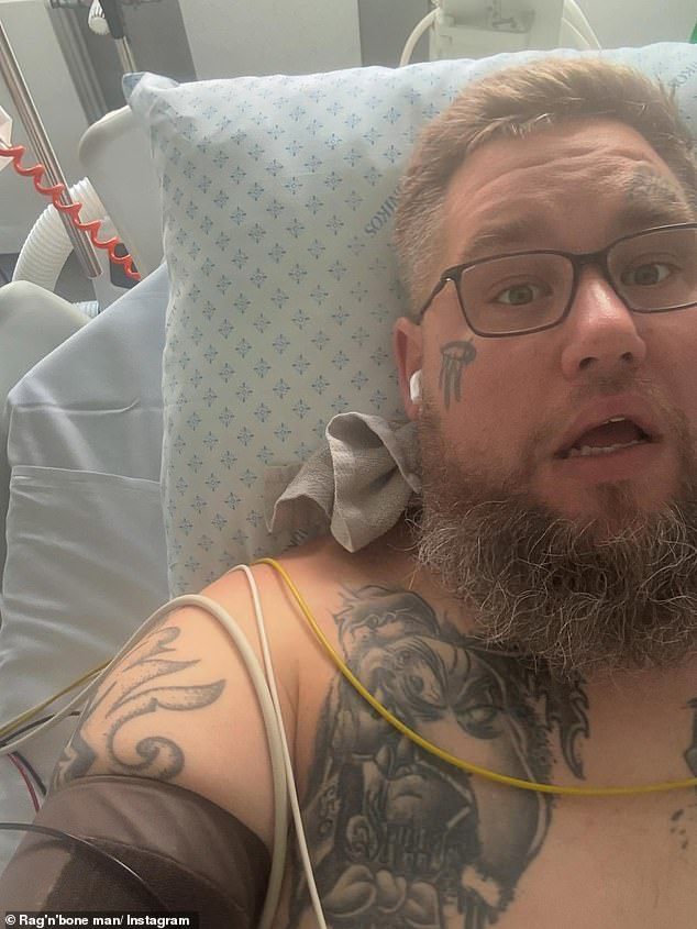 Rag'n'Bone Man has shared a photograph from hospital as he provided fans with an update on his health after being forced to cancel his shows