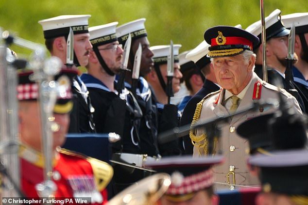 King Charles III looks on as he attends the national Service of Remembrance, hosted by the Royal British Legion in partnership with the Government
