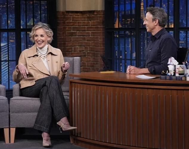Sharon Stone, 67, has discovered there are benefits of being an empty nester, she told Seth Meyers when on his talk show this week