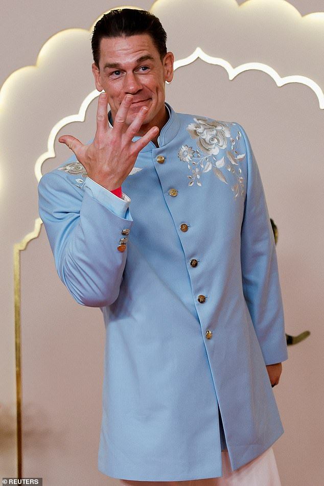 John Cena was also posing for pictures on the red carpet at the wedding ofAnant Ambani and Radhika Merchant