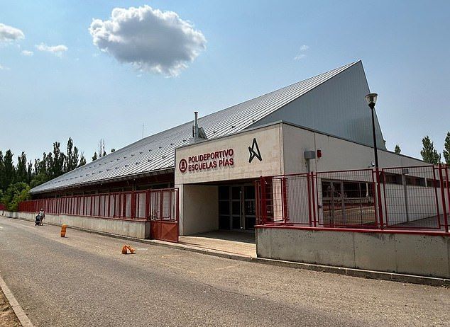 Pictured: the local swimming club Ms Rodriguez attended as a child, located next to where her father, Jorge Rodriguez Gorjon, coached football. Gorjon, who worked as a football coach for the local Jacetona club, served 10 years in a Spanish jail for two d