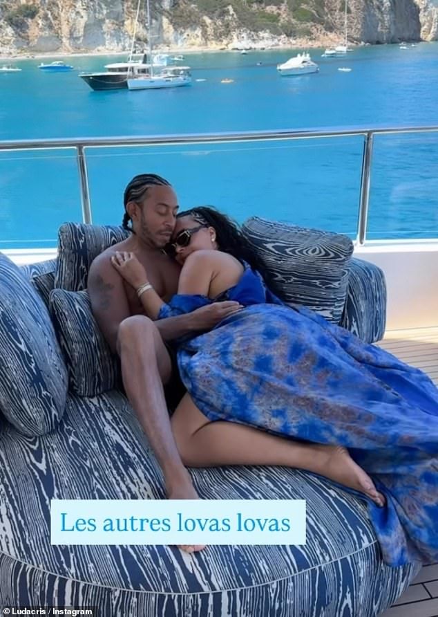 Ludacris cosied up to Eudoxie as they relaxed on a sofa