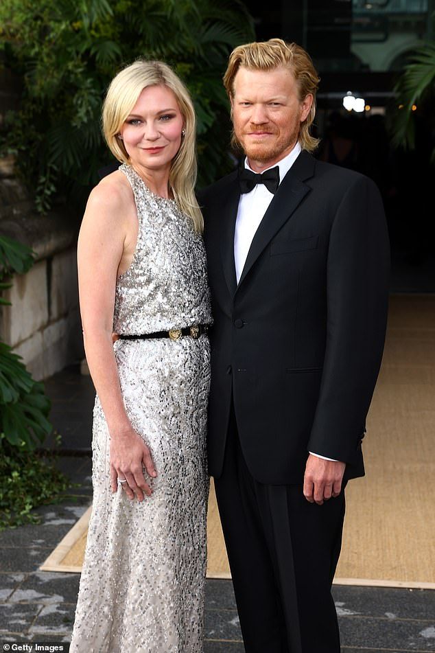 While Dunst wouldn't be drawn on James' specific health condition, she stressed that he is doing fine now. She said the health scare 'brought us together as a family in such a deeper way' - pictured with Plemons in July 2025