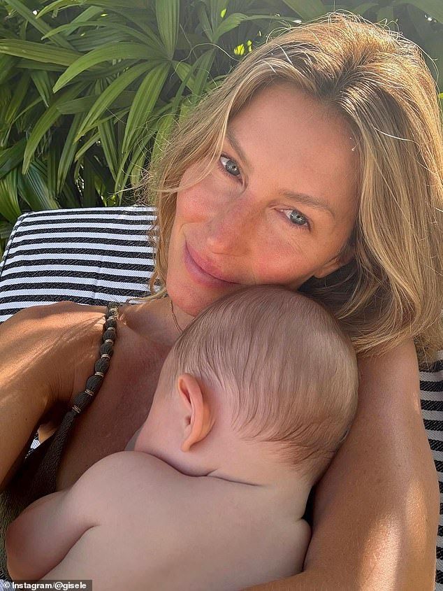 Gisele Bundchen shared a rare look at what her daily life is like in a new post to Instagram on Thursday. In one of the images she was seen holding her baby boy as his blonde hair could be seen but not his face