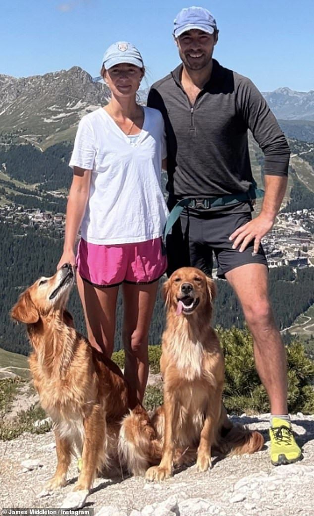 James MIddleton (pictured, right) revealed that he and his wifeAlize Thevenet (pictured, left) enjoy running together in a recent post on Instagram