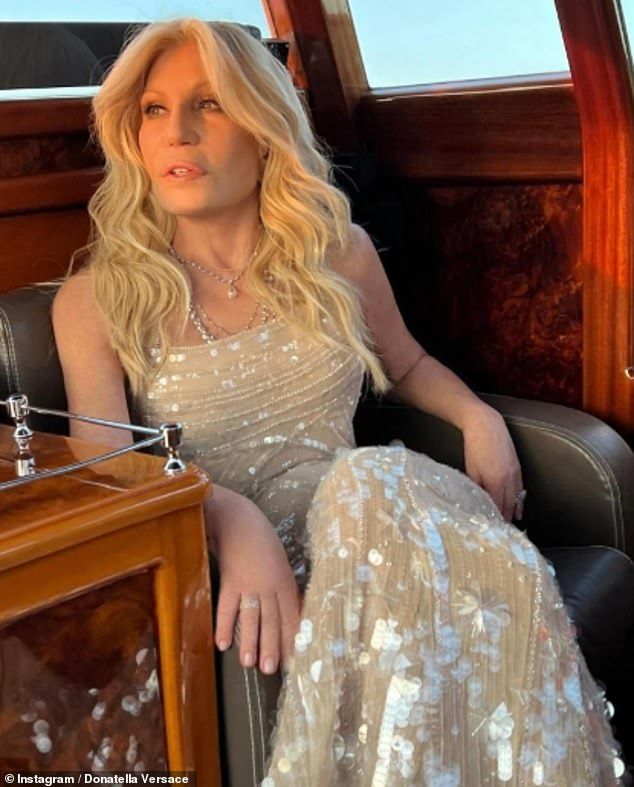 Donatella Versace, 70, has given fans a glimpse of her new youthful appearance as she enjoyed a sunset in a stunning social media snap