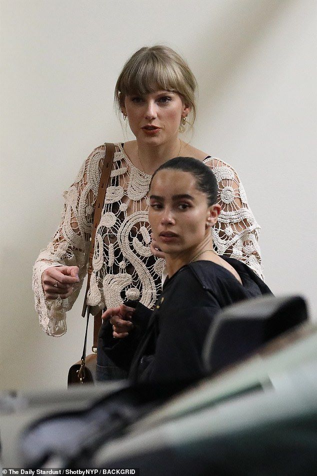 Taylor Swift, 35, fans have accused her close pal Zoe Kravitz, 36, of breaking 'girl code' amid her rumored romance with the singer's ex, Harry Styles, 31; Taylor and Zoe seen in 2023