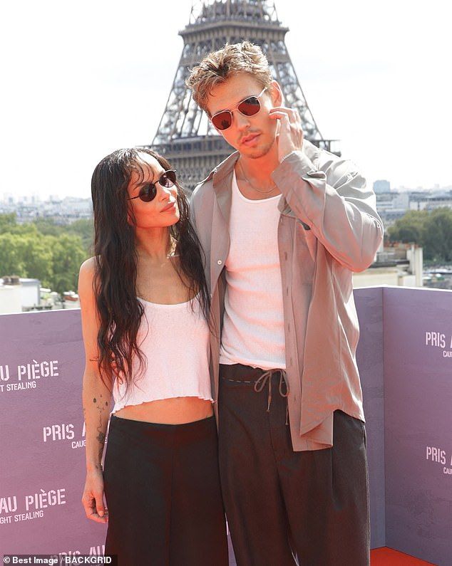 Later on Thursday Zoe will join her co-star Austin Butler (pictured last week in Paris) on the red carpet for the New York premiere of Caught Stealing