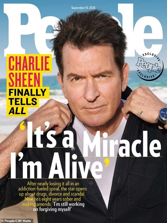 Charlie Sheen has confessed to the lingering embarrassment he still feels about his tumultuous past after reaching years of sobriety