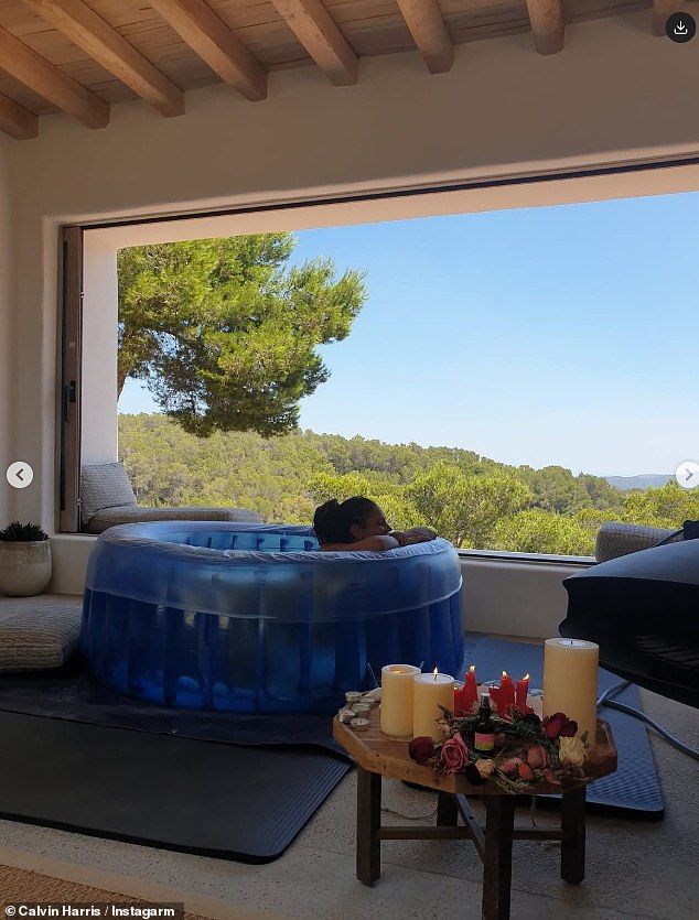 Vick, 35, had a home water birth at their property in Ibiza, where she flew after beginning her maternity leave
