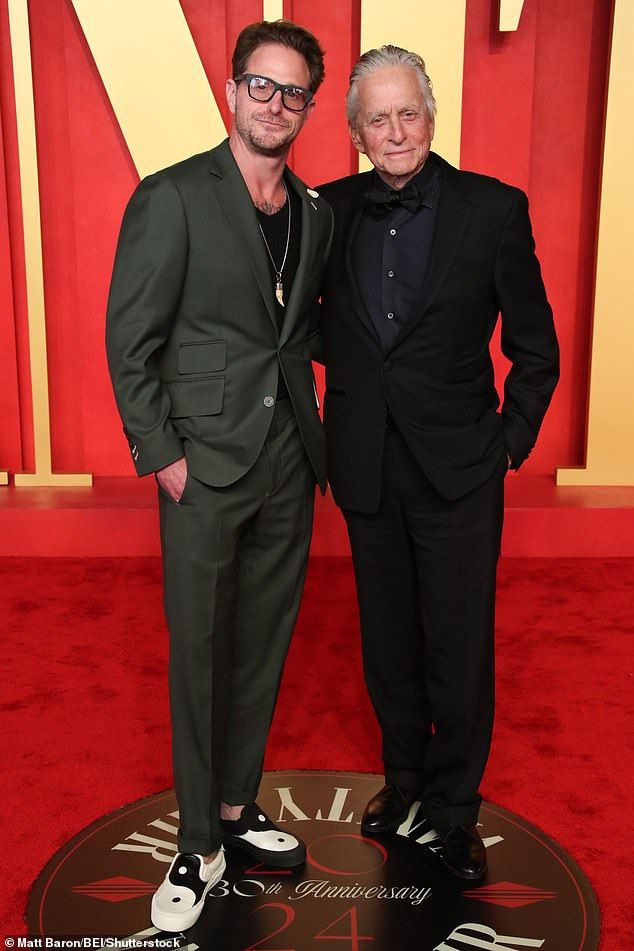 It's Cameron Douglas, son of Oscar-winning Wall Street star Michael Douglas and grandson of Champion actor Kirk Douglas and Days of Our Lives actress Diana Webster (Cameron and Michael seen in 2024)