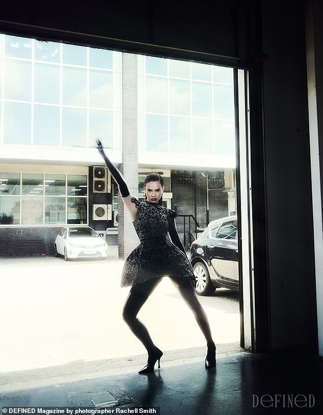 Adding to the edgy nature of the shoot, Lily was pulling the perfect pose in her couture look while posing in a drab car park