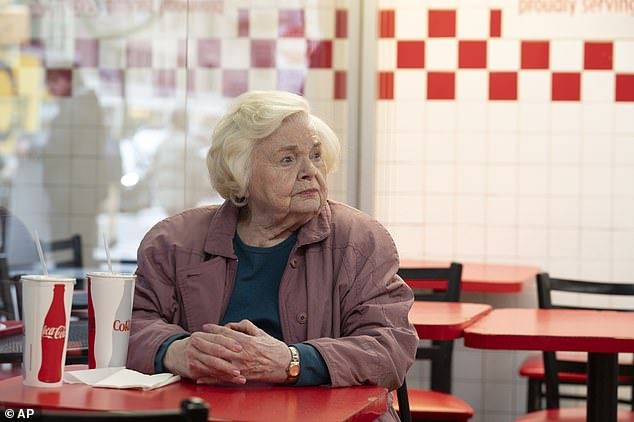 Johansson told DW she would '100 percent' love if her star June Squibb got to host SNL, and Squibb confirmed that she was game if offered the change. 'I love that show. I watch it all the time,' she added; Squibb is pictured in a still from Eleanor The Gr