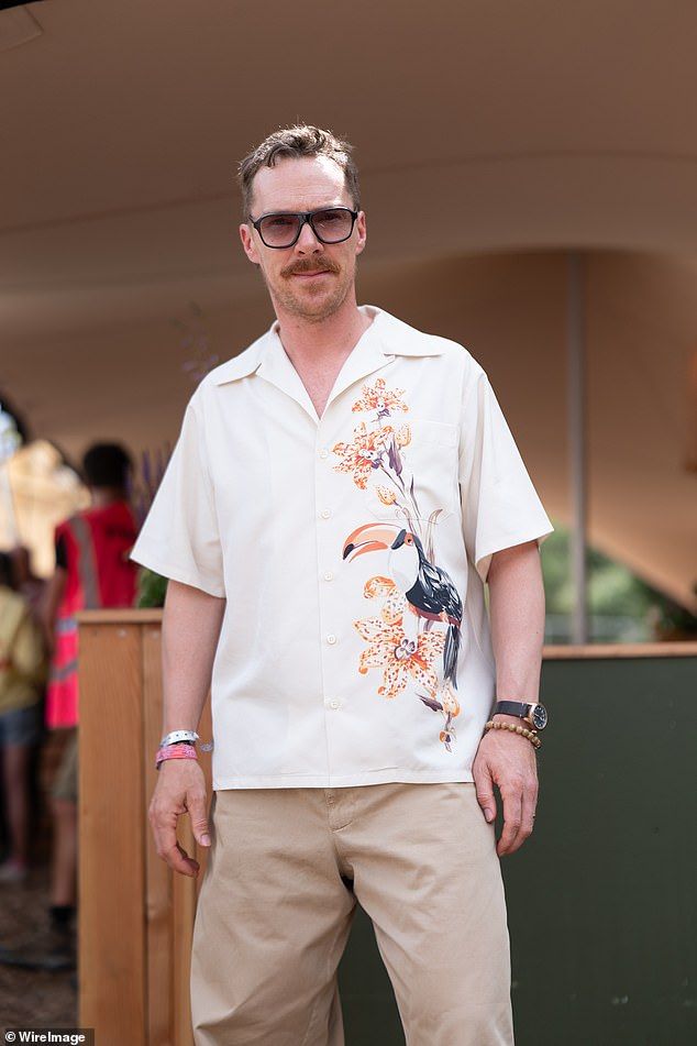 Meanwhile the Sherlock actor, 49, revealed Halloween is his favourite time of year as he can wear a disguise and not be recognised (pictured at Glastonbury in June)