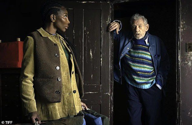 The Christophers, a dark comedy directed by Steven Soderbergh, also stars Michaela Coel, James Corden and Jessica Gunning (Michaela and Sir Ian pictured in the film)