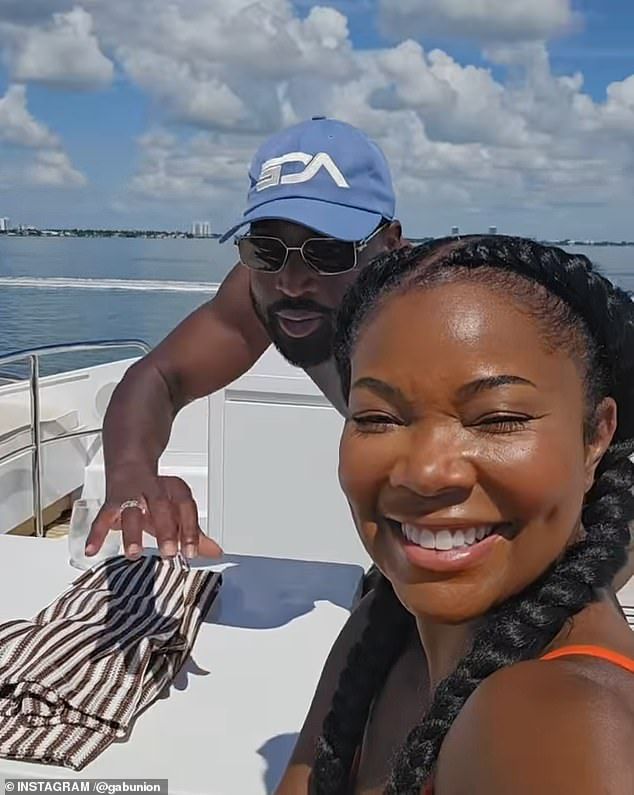 Gabrielle also included several selfies in her sexy swimwear as she posed under an umbrella and on the back of a luxury boat