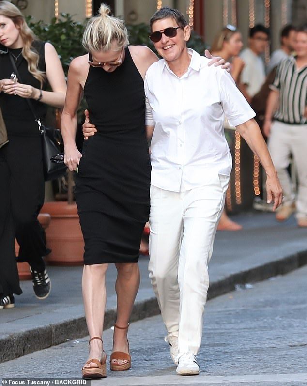 All their concerns seemed banished to the past when Ellen, 67, and Portia, 52, were seen Friday strolling through the picturesque Florentine streets