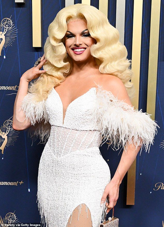 Star posed up a storm for a brief photo session upon arriving to the 77th Annual Emmy Awards at the Peacock Theater in Los Angeles