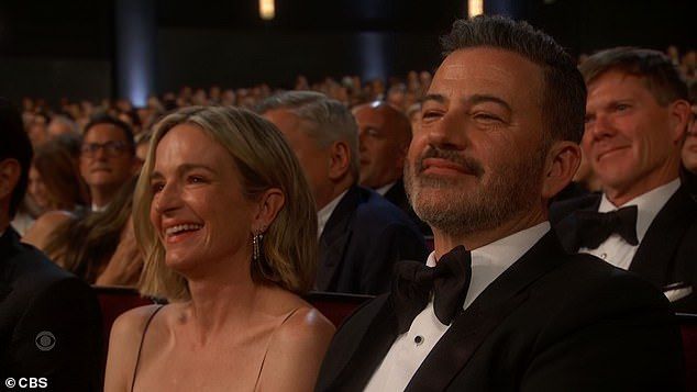 The actor was on stage at the Peacock Theater to present the award for Outstanding Talk Series when he decided to slip in a pointed barb about the former president's latest tirade
