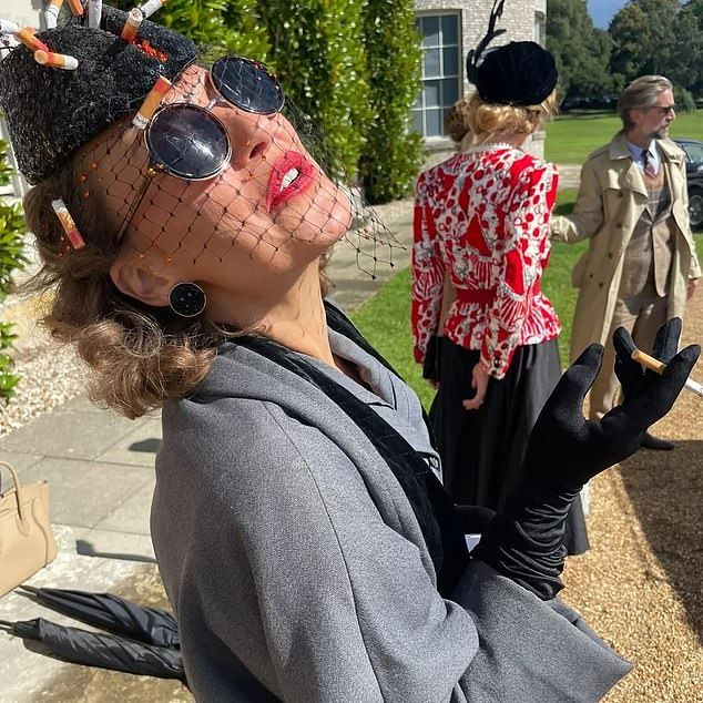 Lady Sitwell turned up at the Goodwood Revival event in West Sussex wearing a hat (seen above) designed by Victoria Grant, featuring an array of cigarette ends