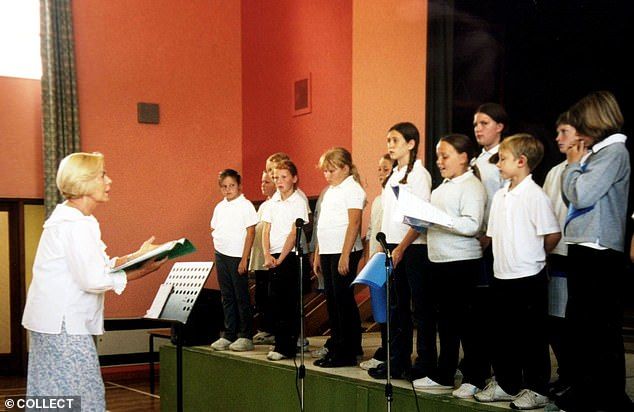 Katharine Worsley, the Duchess of Kent, teaching a music lesson at Wansbeck Primary School in Hull