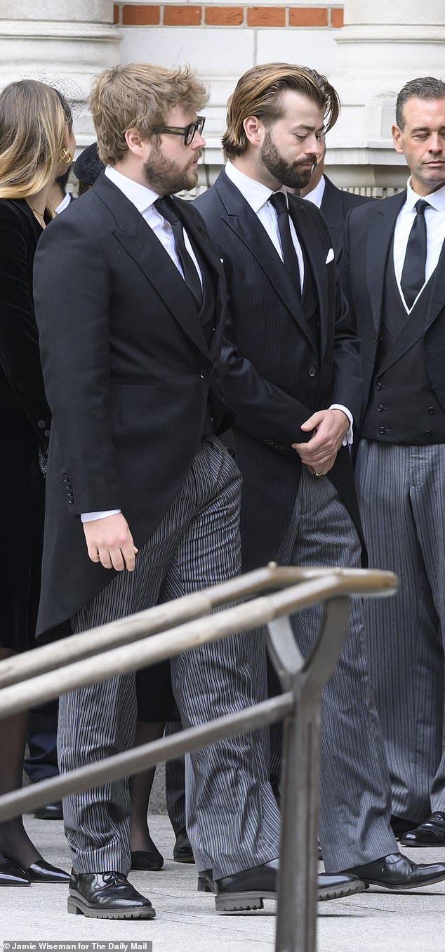Duchess of Kent's grandchildren Columbus Taylor and his brother Cassius Taylor are seen at the funeral