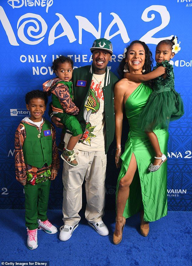 Cannon seen with Brittany Bell and (LR) sons Golden Sagon and Rise Messiah and daughter Powerful Queen in November in Hollywood