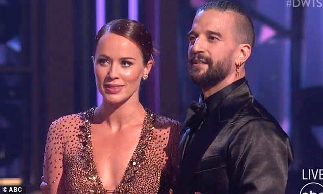 After dancing the Tango with partner Mark Ballas, judges Bruno and Derek Hough, 40, were impressed, initially both giving her a 7 each, for a total score of 14