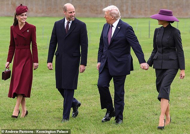 The President and First Lady arrived in the grounds of Windsor Castle.