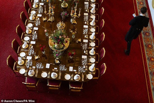 Palace staff began construction on the elaborate table a week ago ahead of the state banquet