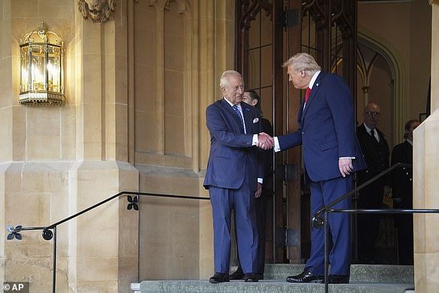King Charles III bids farewell to US President Donald Trump at Windsor Castle this morning