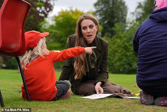 The Princess of Wales meets members of the Scouts' Squirrels programme at Frogmore today