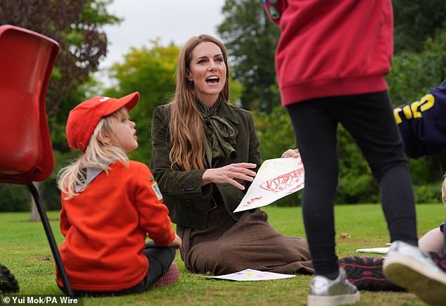 The Princess of Wales meets members of the Scouts' Squirrels programme at Frogmore today
