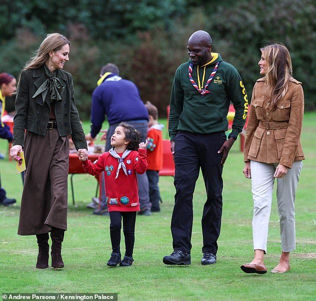 One of the young scots was seen holding hands with the Princess of Wales at the event on Thursday