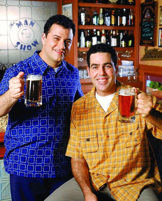 The crux of the show, which Kimmel later said was satire, saw the two carry, seen here, out overly chauvinistic and sexually charged sketches using woman