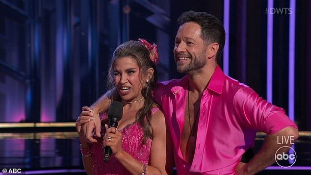 The actress received a 7 from Carrie Ann, and a 6 from both Derek and Bruno, for a total of 19 out of 30