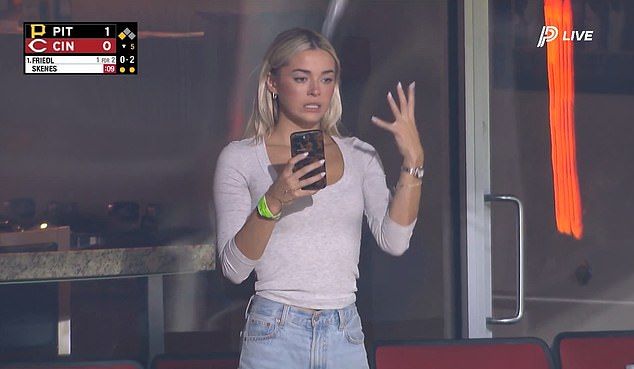 Dunne looked incredibly stressed as she watched Skenes pitch his final game of the season