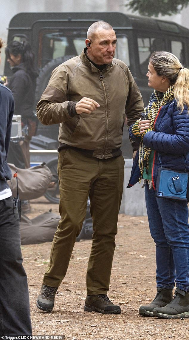 He was joined on set by his co-stars Jasmine Blackborow and Benjamin Clementine - who is new to the show