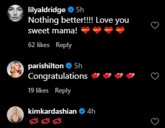 Social media users and celebrities jumped to the comment section to share supportive messages to Kloss as she embraces motherhood