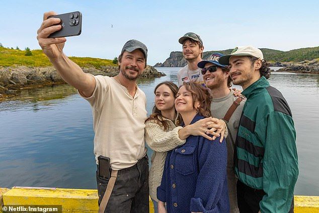 Hartnett had been returning home after production on a Netflix series that has not been assigned a title publicly at the time of the incident; pictured taking a selfie with his co-stars