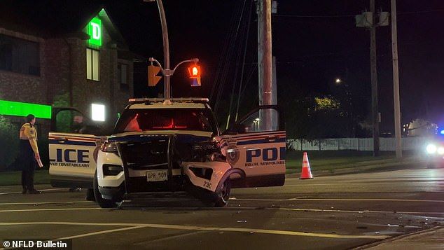 The police car was still on the road
