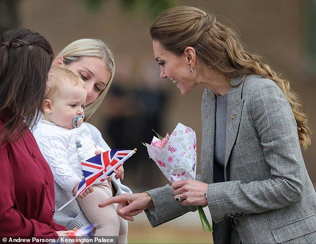 As she departed, she also met with families and young children - all keen to catch a glimpse of the royal