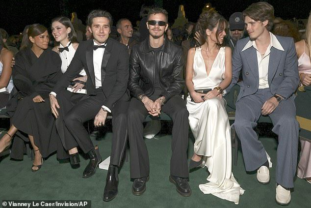 The family affair was snubbed by eldest son Brooklyn, 26, and his wife Nicola Peltz, 31. In stark contrast, the couple were pictured smiling on the front row last year (pictured in 2024)