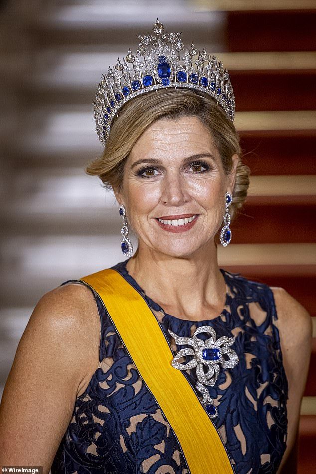 Queen Maxima wore the Dutch Sapphire Tiara, which is made up of 33 sapphires and 655 diamonds