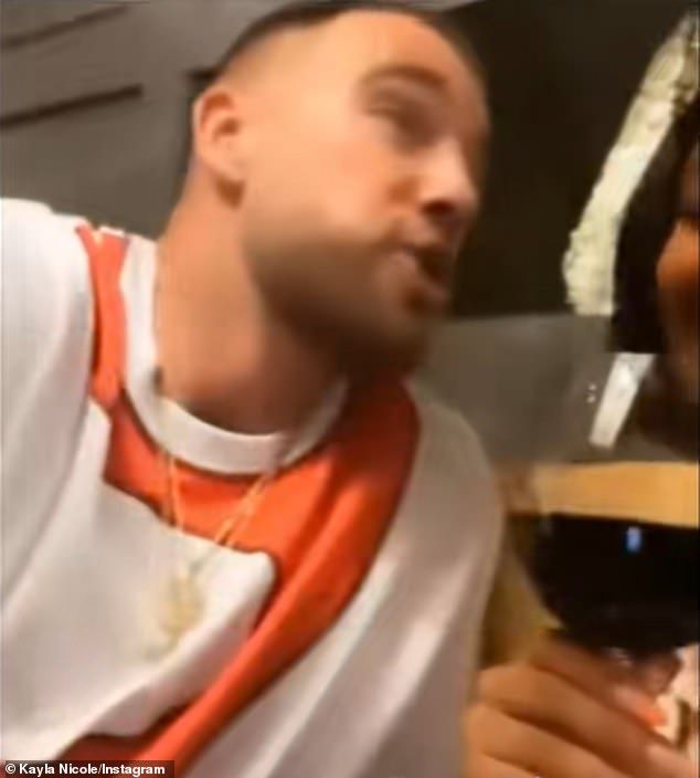 At that, the three-time Super Bowl champion scoffed: 'Oh, my God. Get off your phone. Get off your phone. You're not even drinking your wine anymore. Can we go?'