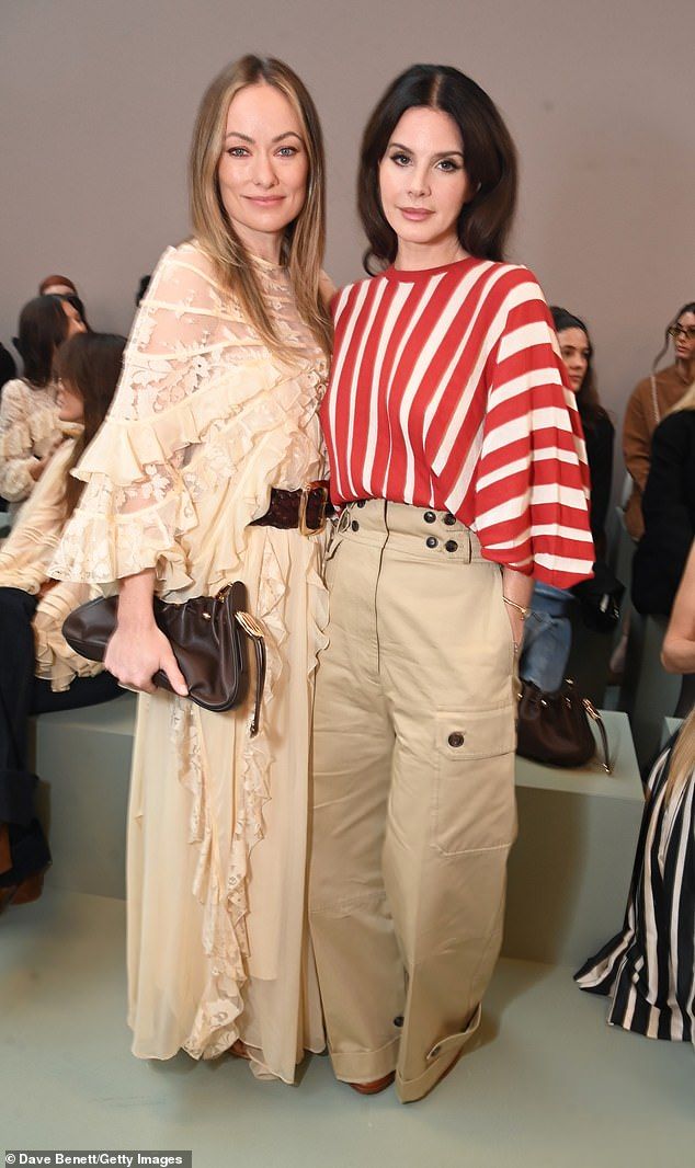 The actress, 41, looked glamorous in a cream ruffled dress for the event, which was cinched around her waist with a brown leather belt
